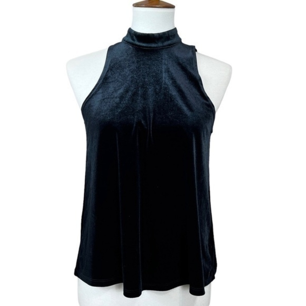ABERCROMBIE & Fitch Black Sleeveless High Neck Velvet Tank Top